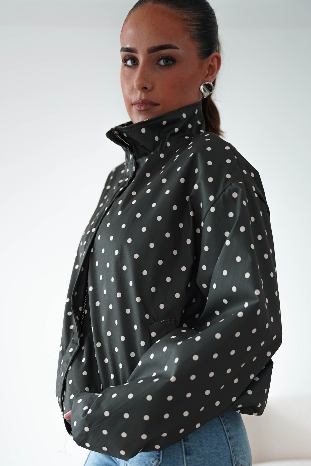 Emma & Ashley ONE SIZE (8-12) Becca Polka Dot Jacket | Green