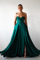 Bella Luxe Aline Satin Gown | Emerald | Debs & Prom | Formal Gown | Oh Hello Clothing