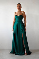 Bella Luxe Aline Satin Gown | Emerald | Debs & Prom | Formal Gown | Oh Hello Clothing