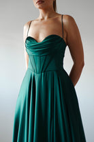 Bella Luxe Aline Satin Gown | Emerald | Debs & Prom | Formal Gown | Oh Hello Clothing