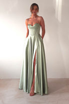 Bella Luxe Aline Satin Gown | Sage | Oh Hello Clothing