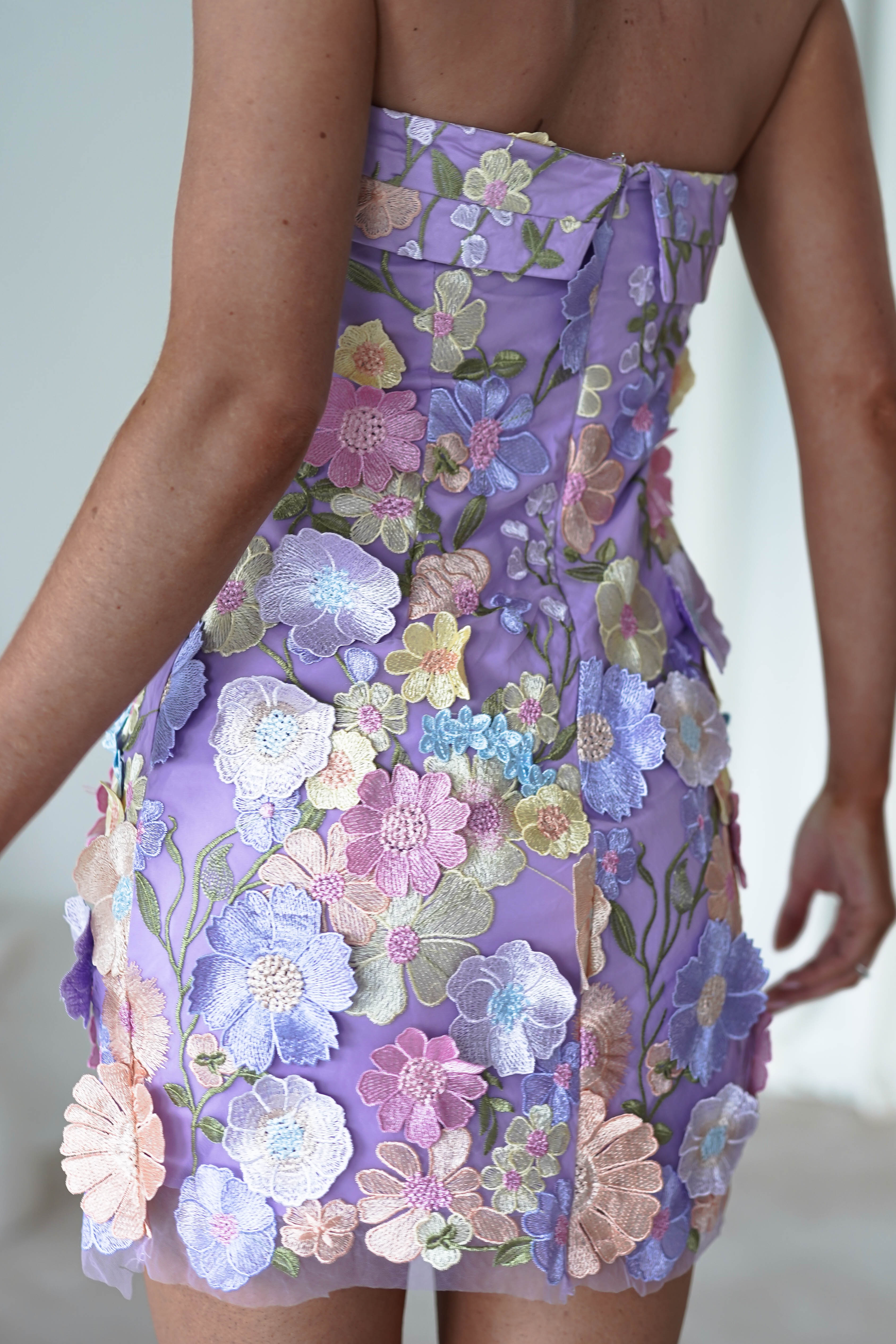 Bellflower 3D Floral Mini Dress | Lilac