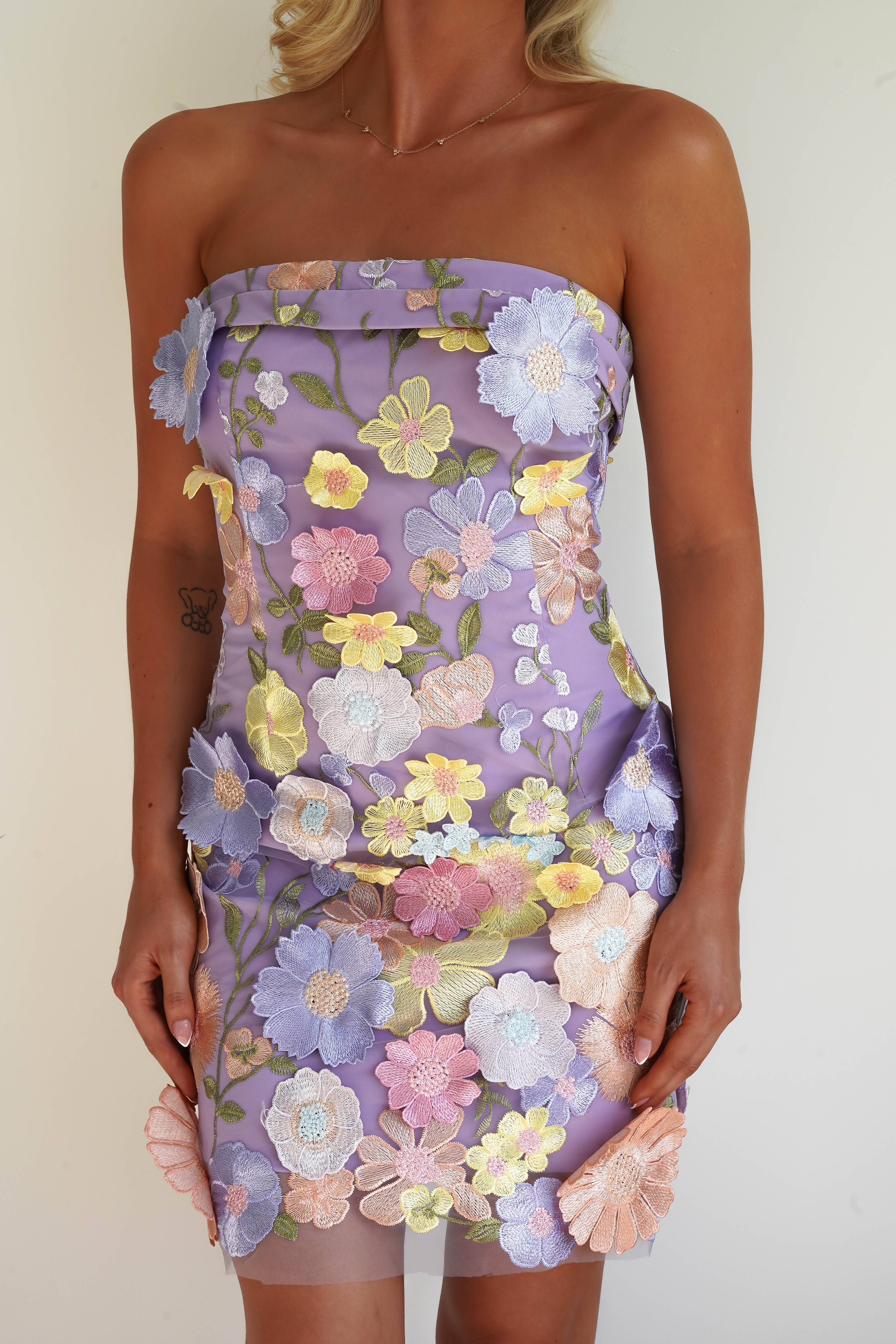 Bellflower 3D Floral Mini Dress | Lilac