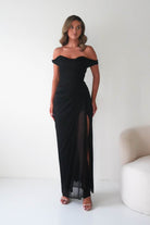 Oh Hello Clothing Dresses 1*Done-Berkley Draped Mesh Corset Maxi Gown | black