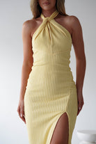 Bernice Ribbed Midaxi Dress Yellow | Wedding Guest Dress | Oh Hello Clothing