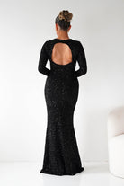 Oh Hello Clothing Dresses Bertina Long Sleeve Sequin Maxi Gown | Black