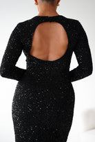 Oh Hello Clothing Dresses Bertina Long Sleeve Sequin Maxi Gown | Black
