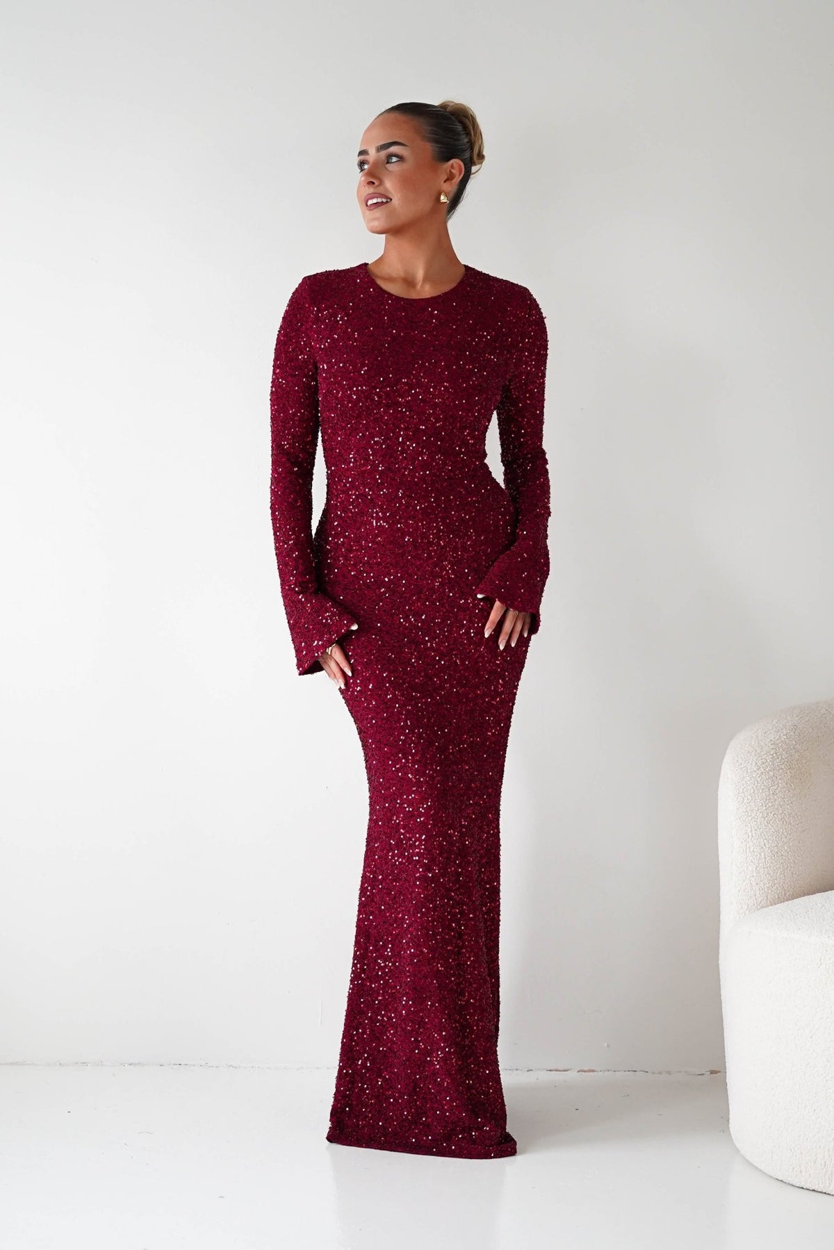 Bertina Long Sleeve Sequin Maxi Gown