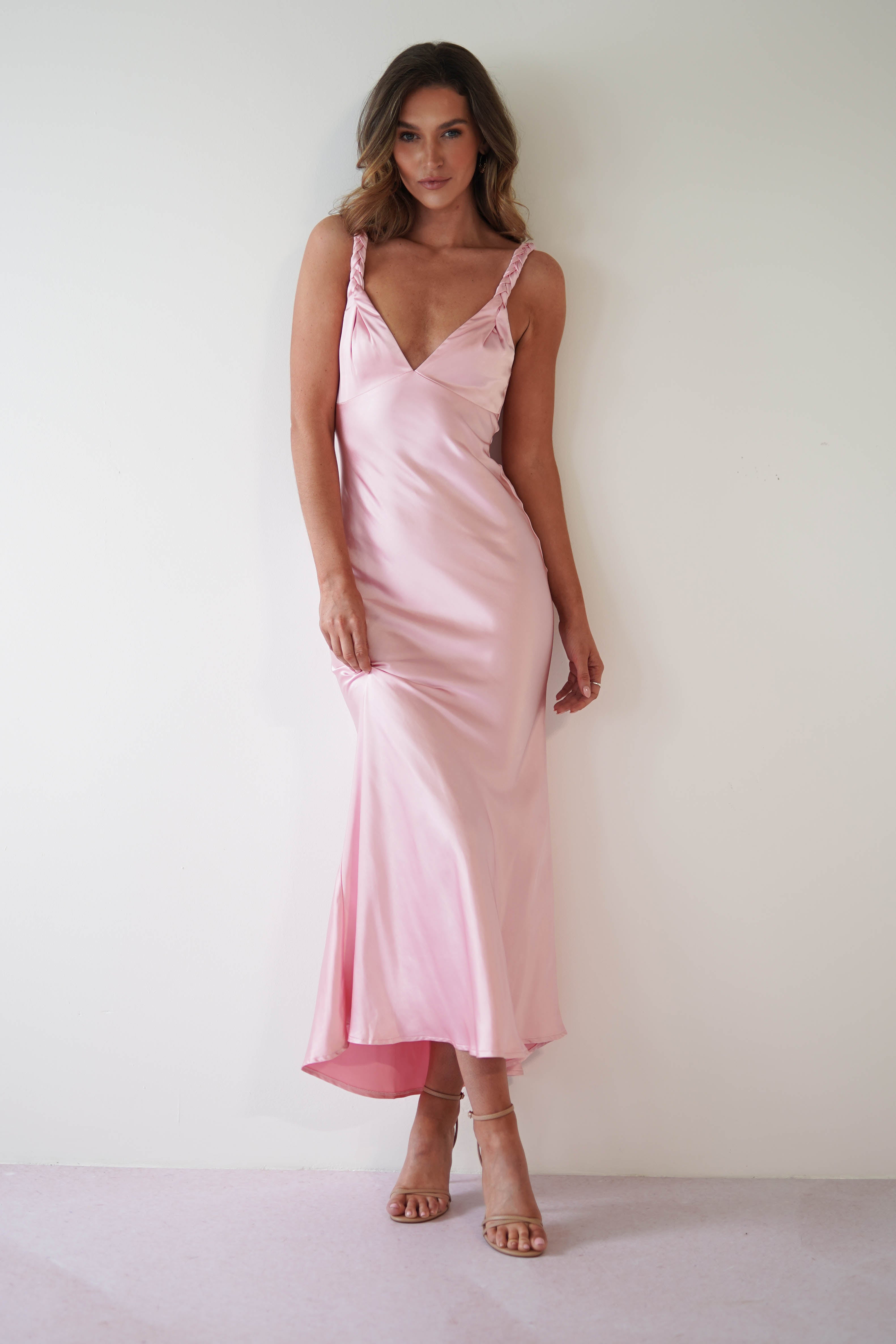 Light pink silk dress best sale