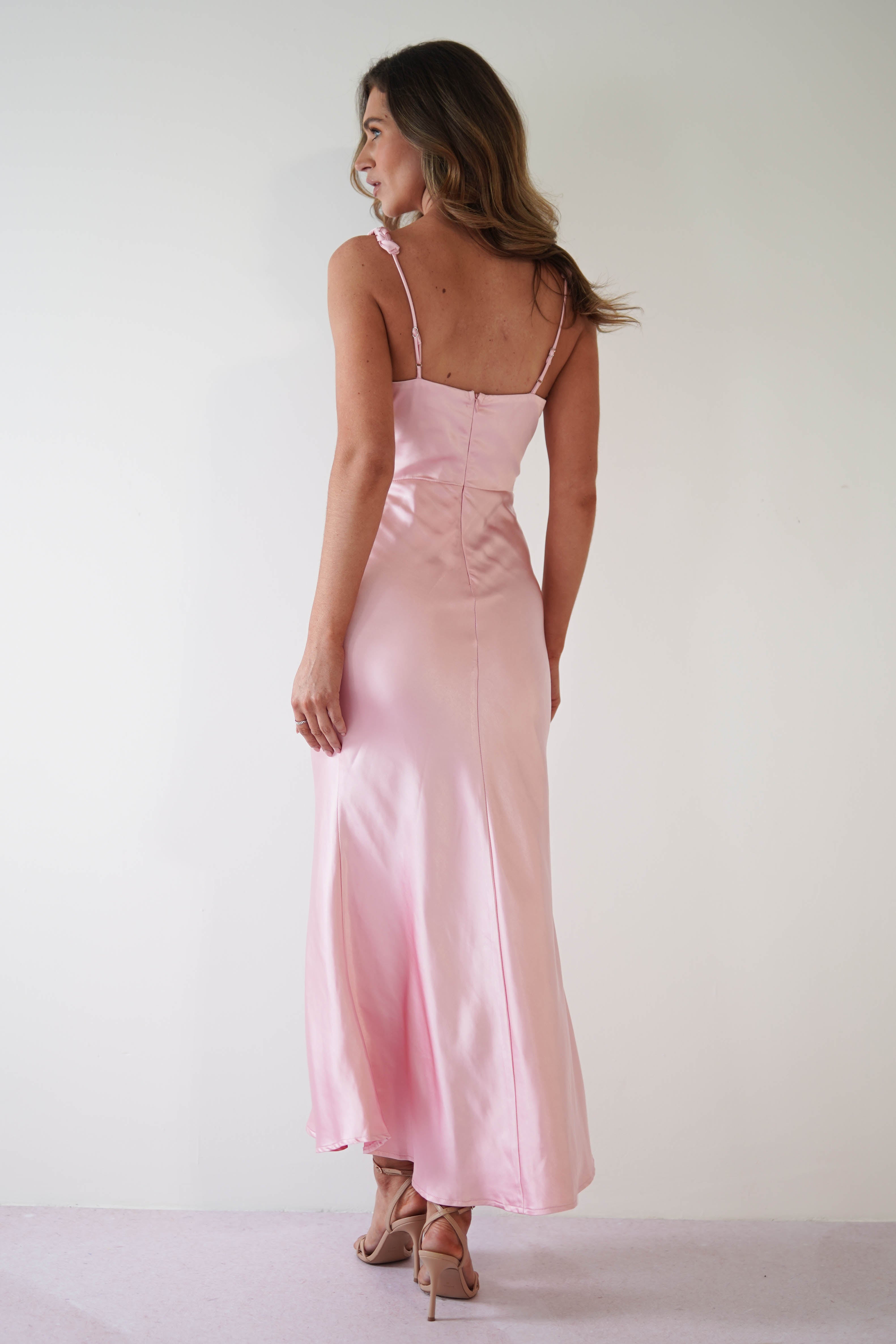 Bethanie Soft Satin Maxi Dress | Light Pink