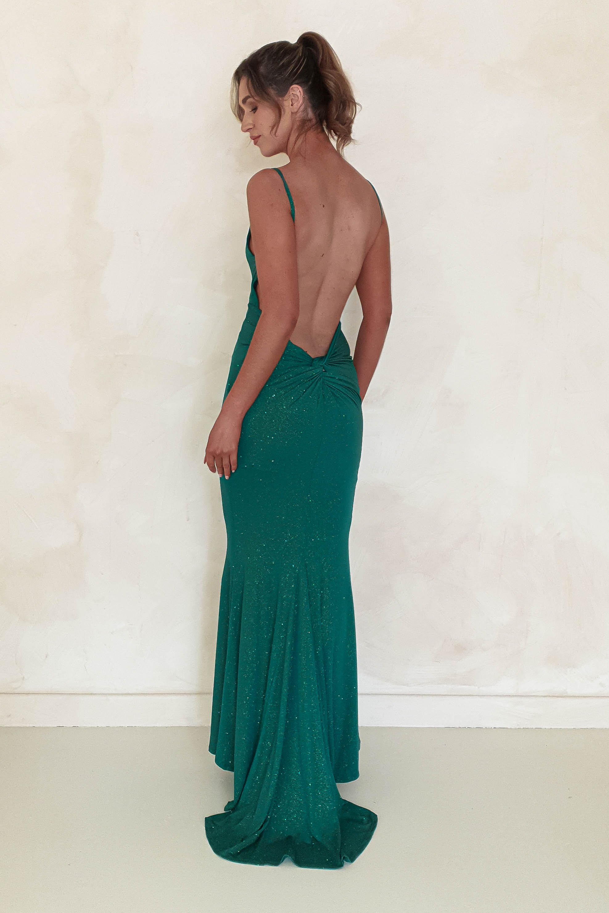 Billie Glitter Bodycon Gown | Emerald Green