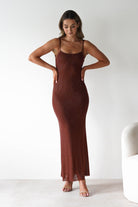 Billini Bodycon Backless Maxi Dress Brown | Wedding Guest Dress | Backless | Bodycon | Oh Hello Clothing
