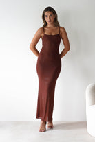 Billini Bodycon Backless Maxi Dress Brown | Wedding Guest Dress | Backless | Bodycon | Oh Hello Clothing