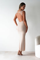 Billini Bodycon Backless Maxi Dress Nude | Wedding Guest Dress | Backless | Bodycon | Oh Hello Clothing