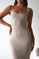 Billini Bodycon Backless Maxi Dress Nude | Wedding Guest Dress | Backless | Bodycon | Oh Hello Clothing