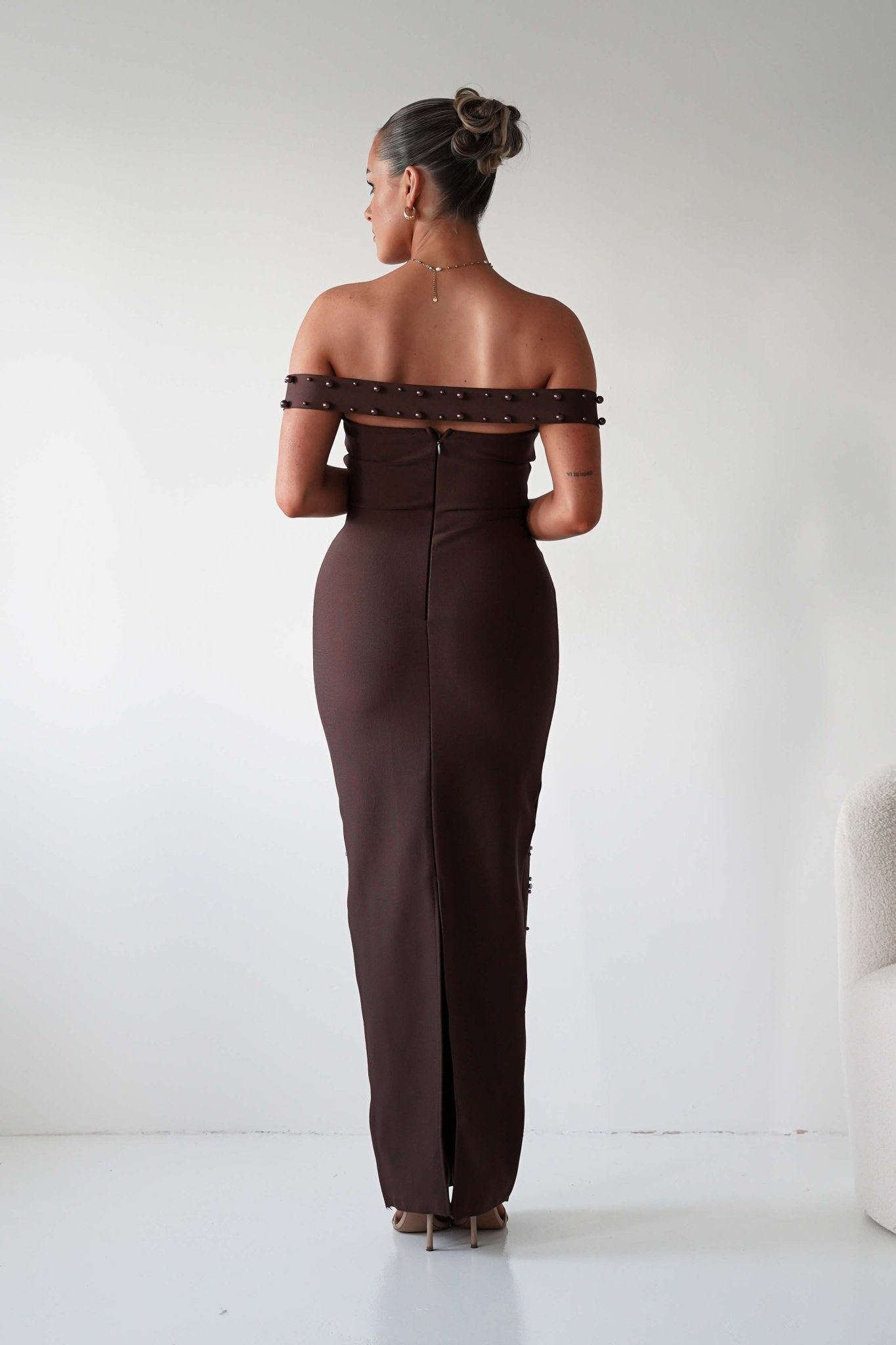 Oh Hello Clothing Dresses 1*DONE-Blayke Bodycon Bandage Maxi Dress BROWN
