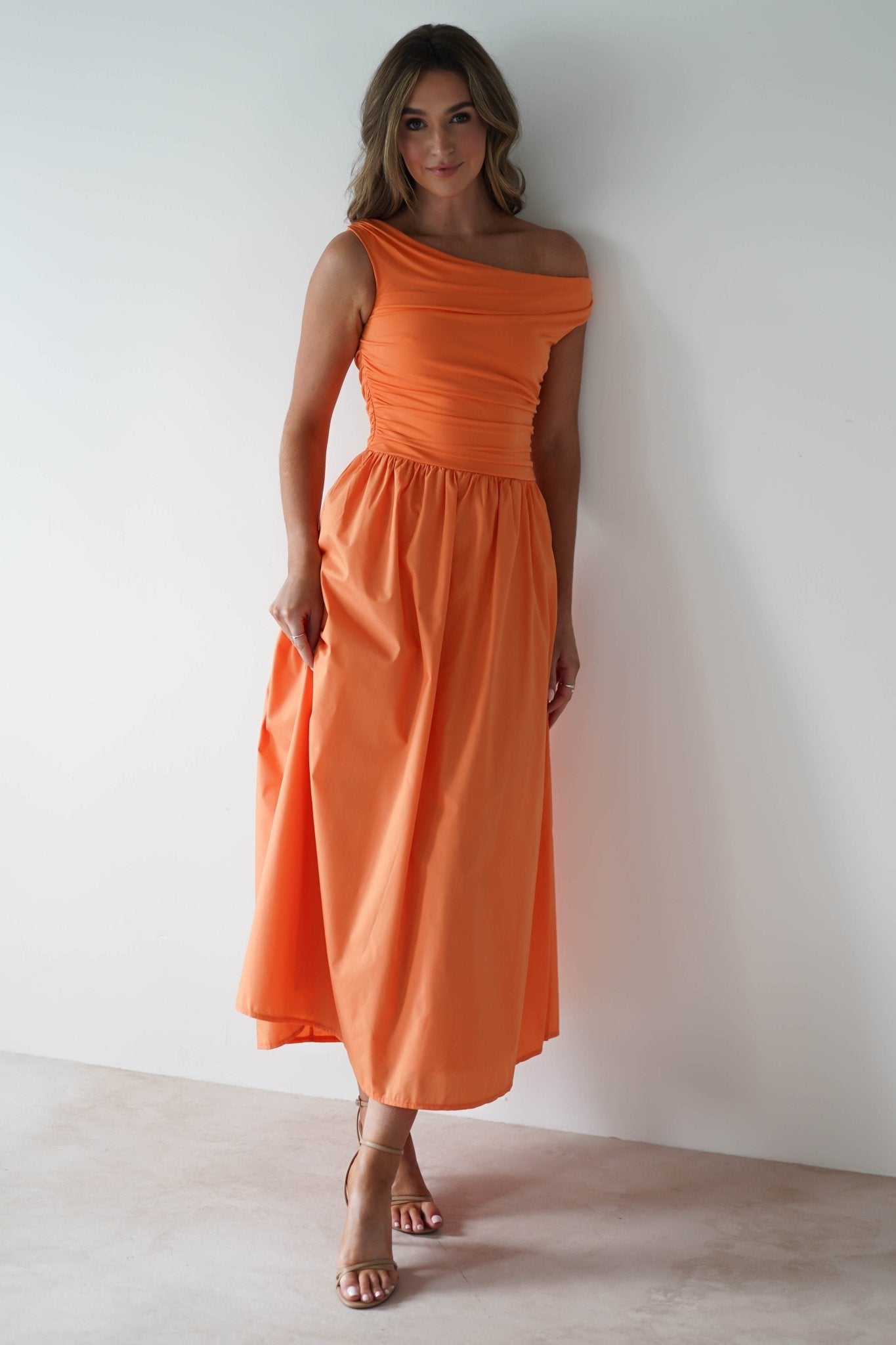 Bloom Skater Midaxi Dress | Orange | Oh Hello Clothing | XS (6)