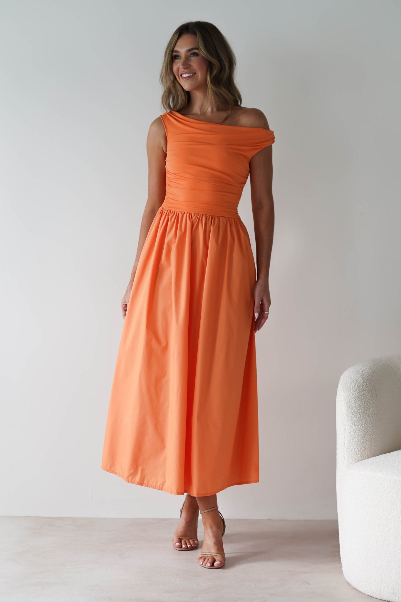 Bloom Skater Midaxi Dress | Orange | Oh Hello Clothing | XS (6)
