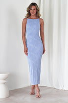 Brighton Textured Bodycon Midaxi Dress Blue | Wedding Guest Dress | Bodycon | Oh Hello Clothing