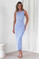 Brighton Textured Bodycon Midaxi Dress Blue | Wedding Guest Dress | Bodycon | Oh Hello Clothing