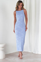 Brighton Textured Bodycon Midaxi Dress Blue | Wedding Guest Dress | Bodycon | Oh Hello Clothing