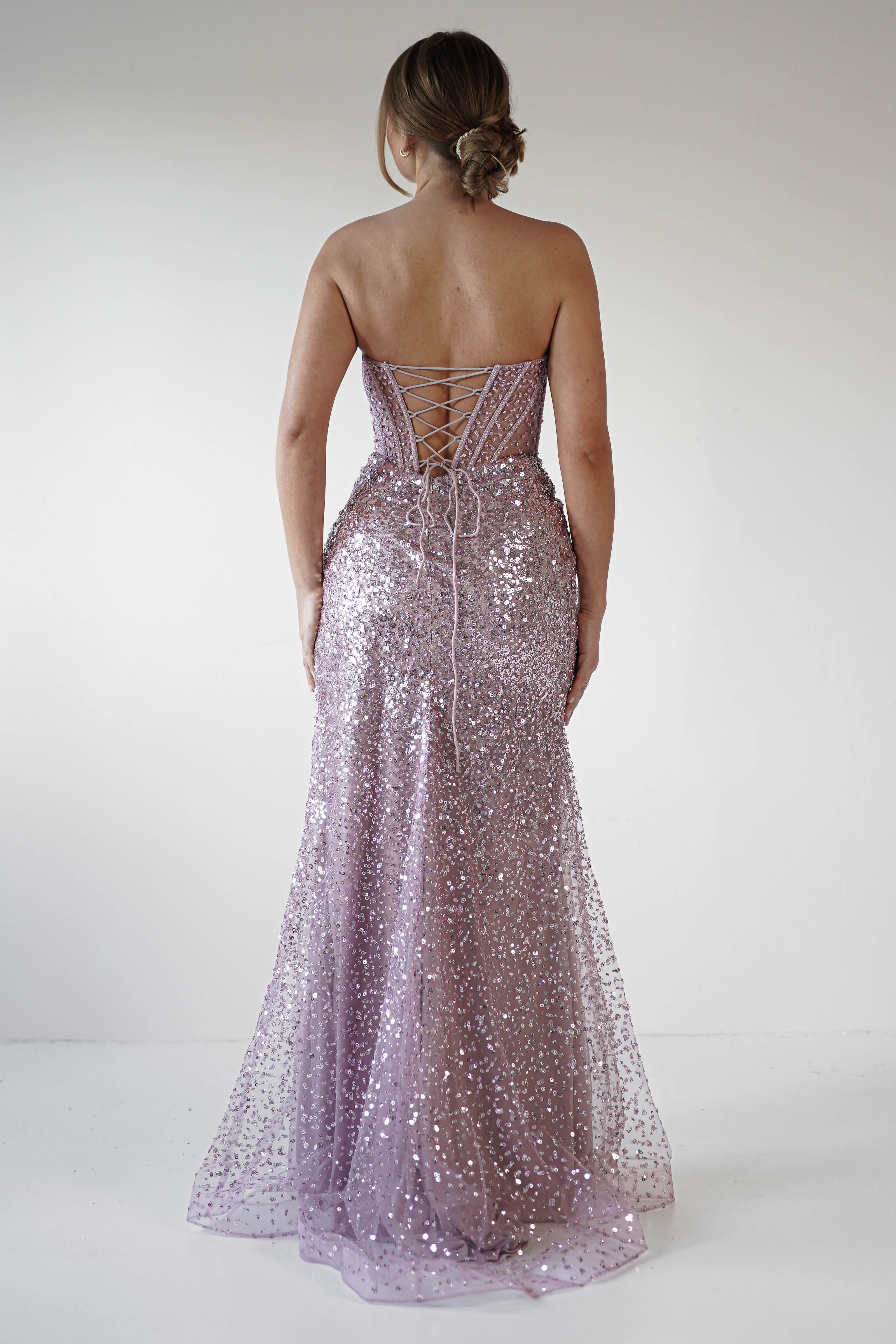 Cadenza Beaded Corset Gown | Mauve