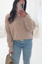 Oh Hello Clothing Women > Clothing > Knitwear ONE SIZE (6/12) Calix Button Detail Knit Jumper | Taupe