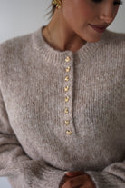 Oh Hello Clothing Women > Clothing > Knitwear ONE SIZE (6/12) Calix Button Detail Knit Jumper | Taupe
