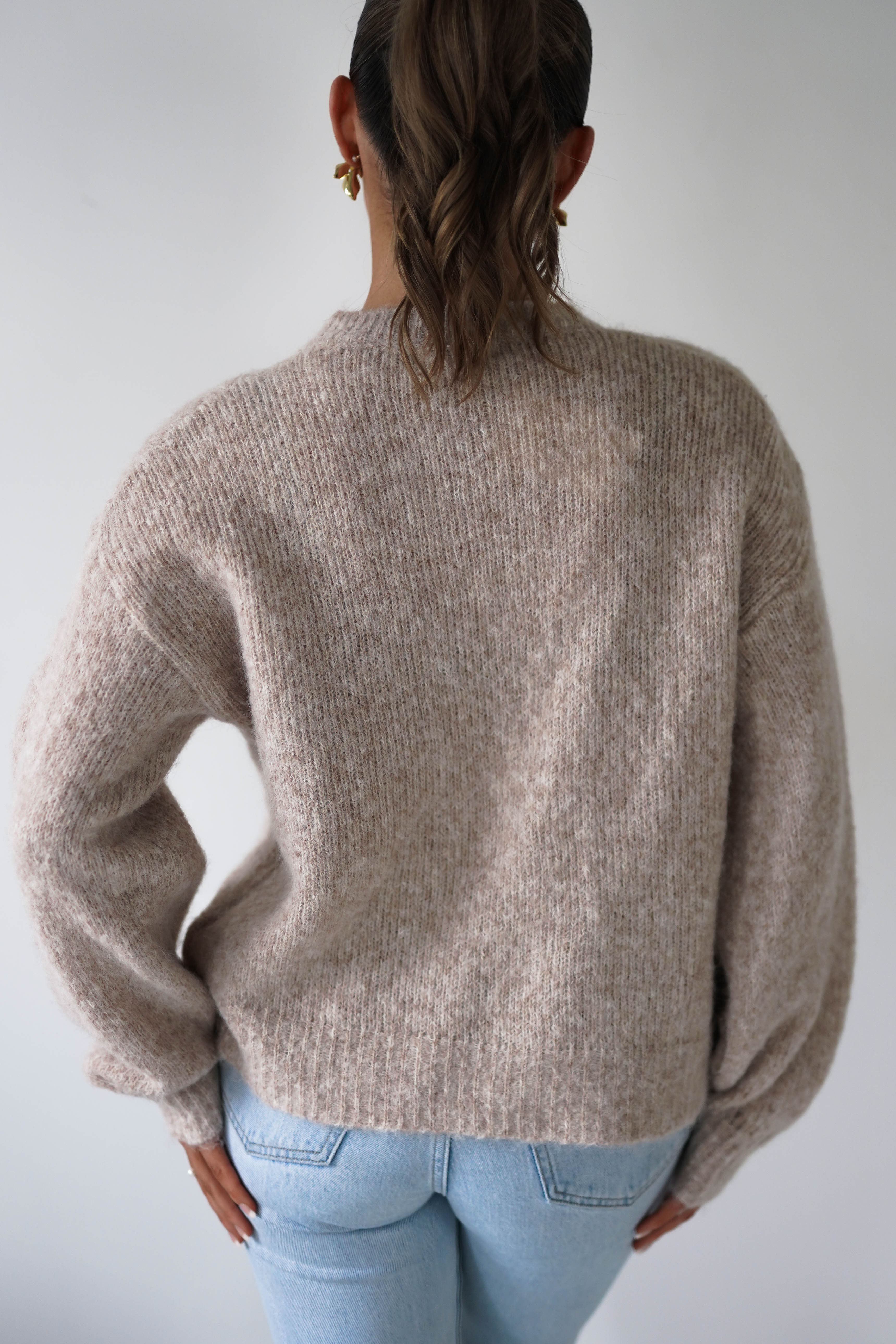 Oh Hello Clothing Women > Clothing > Knitwear ONE SIZE (6/12) Calix Button Detail Knit Jumper | Taupe
