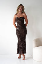 Calle Bodycon Sequin Maxi Dress | Brown | Party | Formal Dress | Oh Hello Clothing