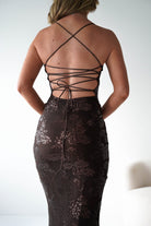 Calle Bodycon Sequin Maxi Dress | Brown | Party | Formal Dress | Oh Hello Clothing