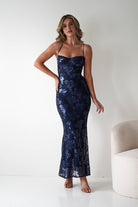 Calle Bodycon Sequin Maxi Dress | Navy| Party | Formal Dress | Oh Hello Clothing