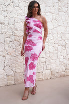Calypso Floral Bodycon Maxi Dress Pink | Wedding Guest Dress | Bodycon | Maxi | Oh Hello Clothing