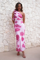 Calypso Floral Bodycon Maxi Dress Pink | Wedding Guest Dress | Bodycon | Maxi | Oh Hello Clothing