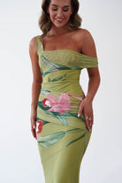 Oh Hello Clothing Women > Clothing > Dresses Cancun Floral Print Mesh Maxi Dress | Green