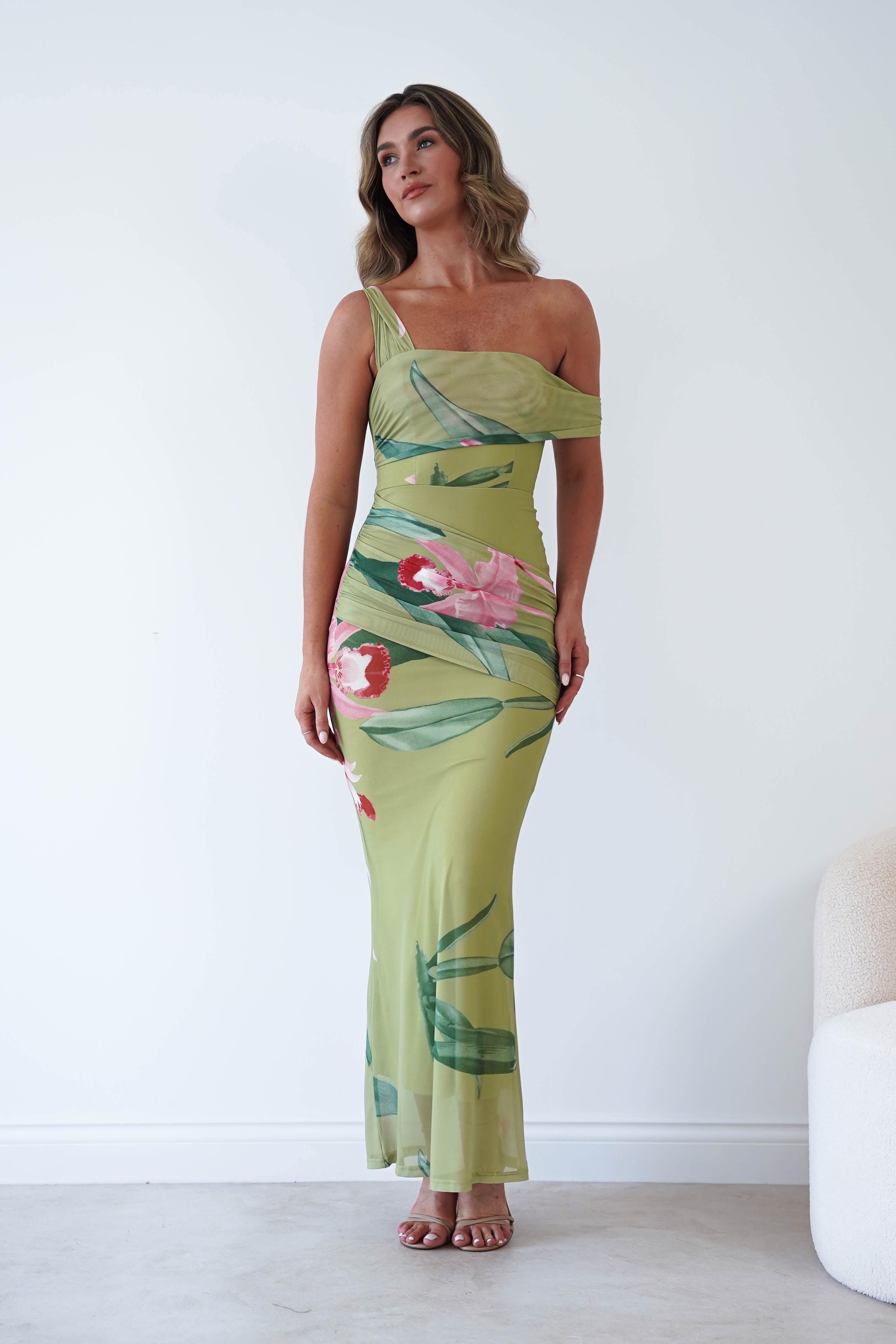 Oh Hello Clothing Women > Clothing > Dresses Cancun Floral Print Mesh Maxi Dress | Green