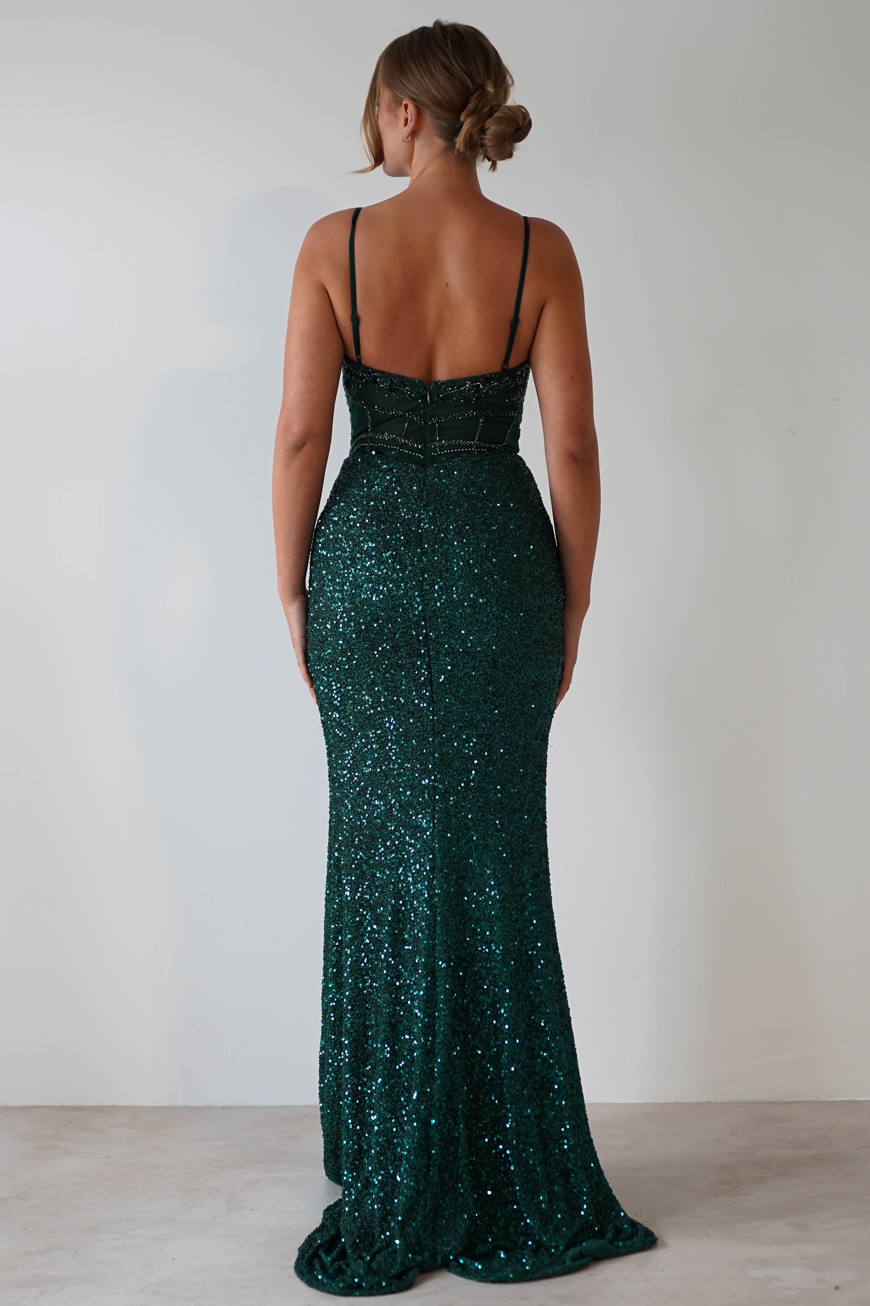 Candyce Sequin Mermaid Gown | Emerald Green