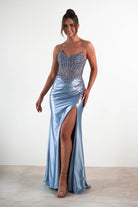 Caspian Embellished Bodycon Gown | Dusty Blue | Debs & Prom | Formal Gown | Oh Hello Clothing