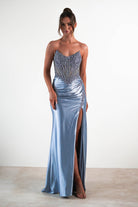 Caspian Embellished Bodycon Gown | Dusty Blue | Debs & Prom | Formal Gown | Oh Hello Clothing
