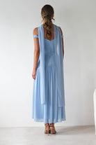 Cassandra Chiffon Skater Maxi Dress Blue | Wedding Guest Dress | Maxi | Skater | Oh Hello Clothing