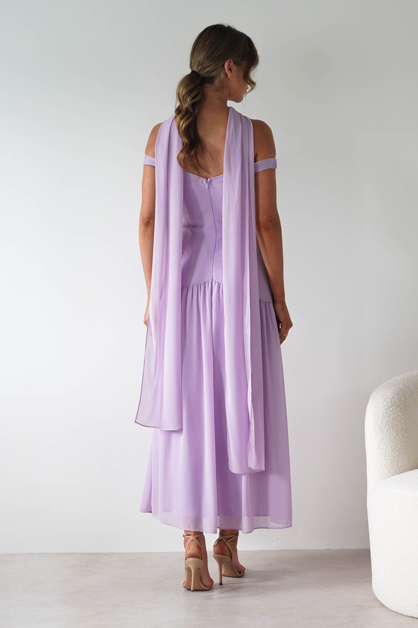 Cassandra Chiffon Skater Maxi Dress | Lilac | Oh Hello Clothing | XS(6)