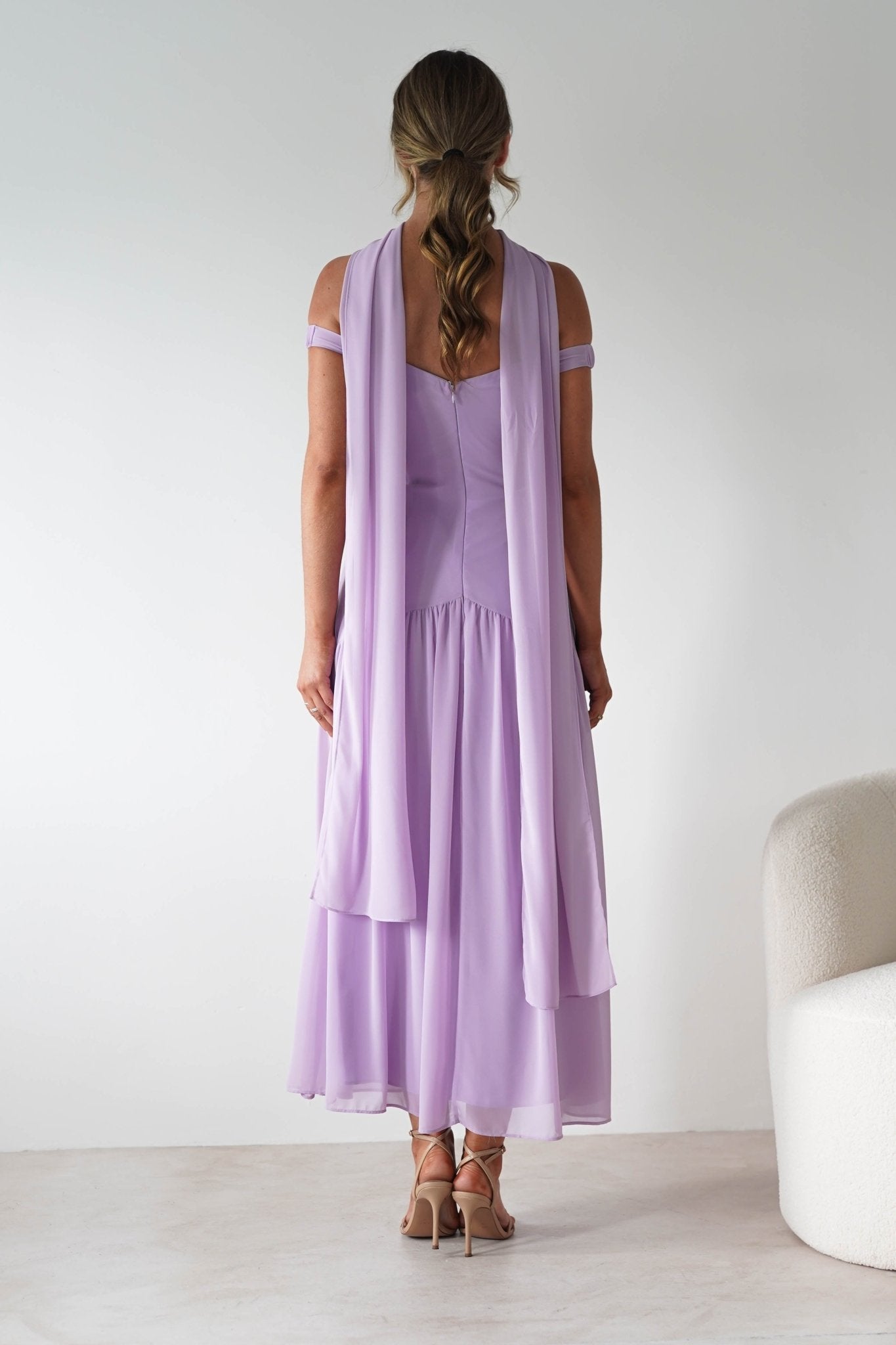 Cassandra Chiffon Skater Maxi Dress | Lilac | Oh Hello Clothing | XS(6)