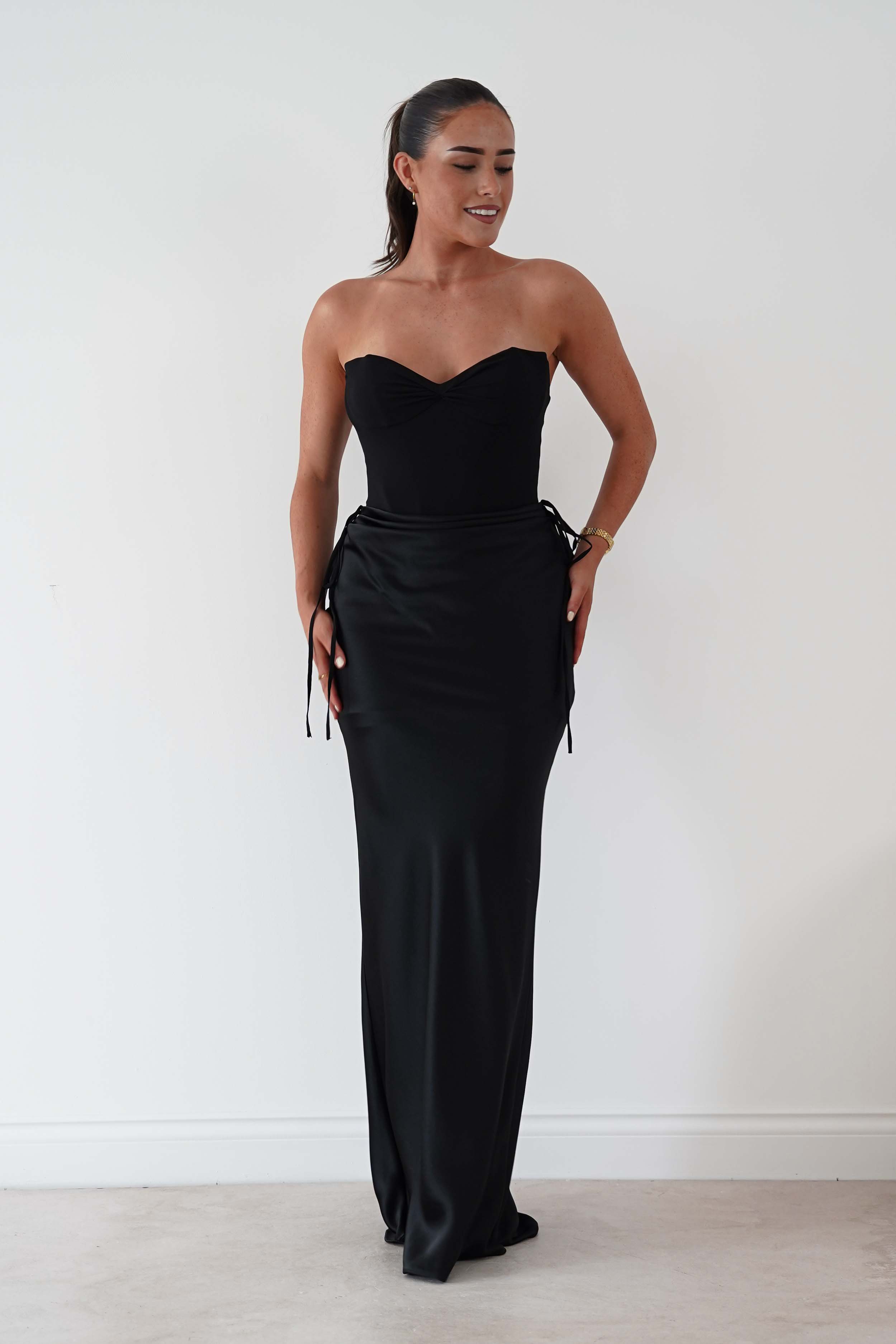 Oh Hello Clothing Dresses > Prom Dresses Cassie Strapless Corset Maxi Dress | Black