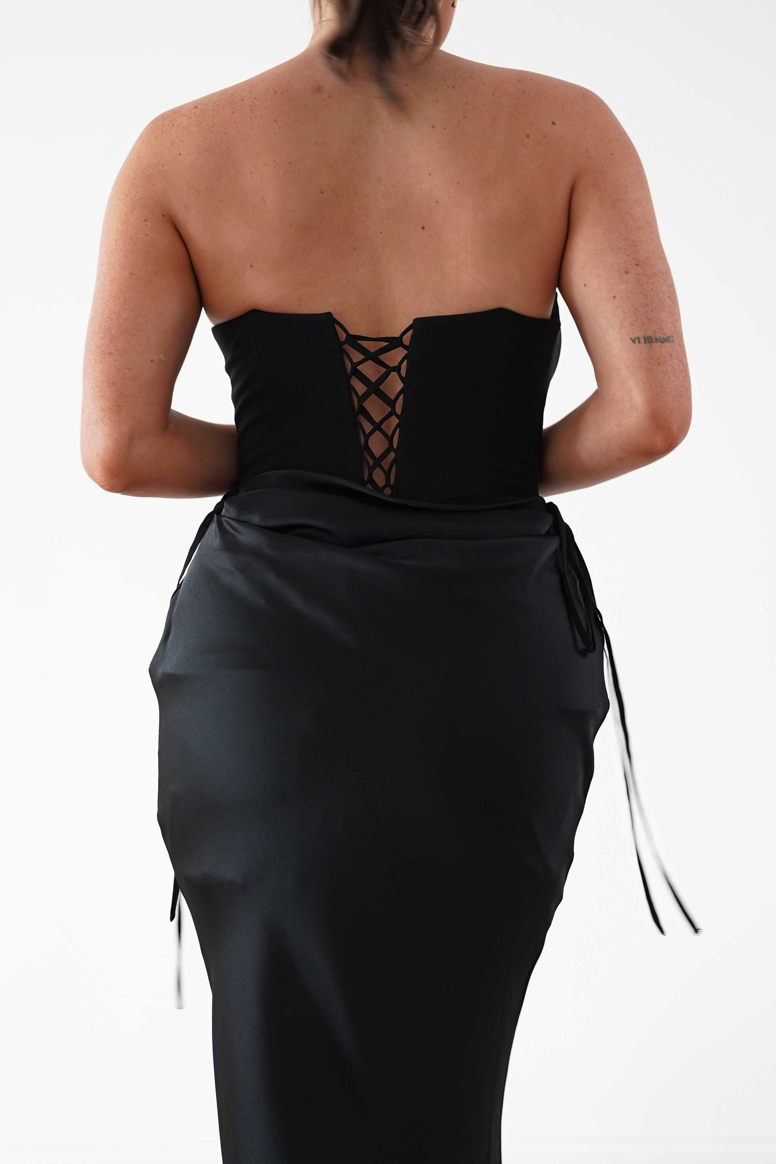 Oh Hello Clothing Dresses > Prom Dresses Cassie Strapless Corset Maxi Dress | Black