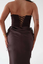 Oh Hello Clothing Dresses > Prom Dresses Cassie Strapless Corset Maxi Dress | Brown