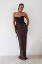 Oh Hello Clothing Dresses > Prom Dresses Cassie Strapless Corset Maxi Dress | Brown