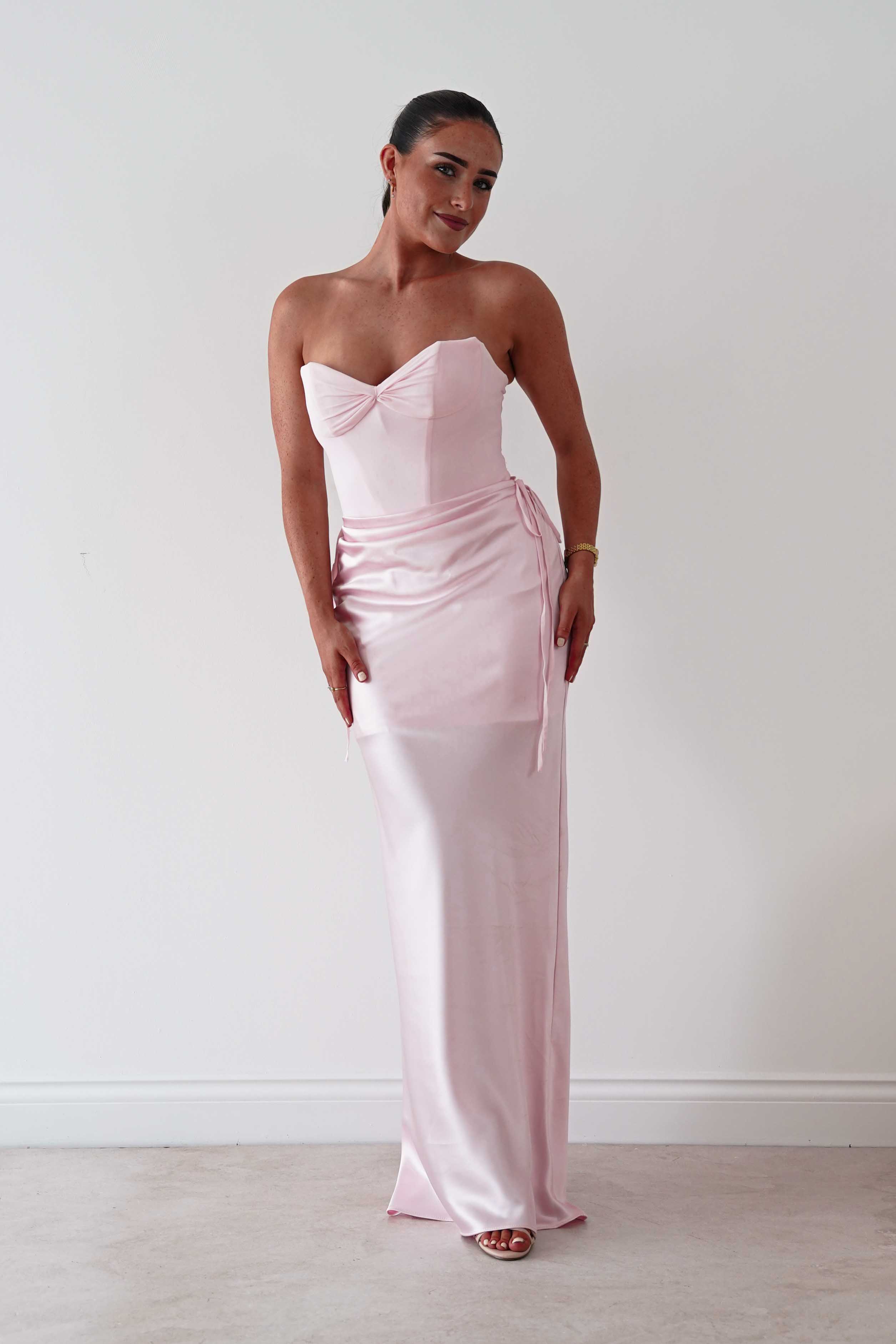 Oh Hello Clothing Dresses > Prom Dresses Cassie Strapless Corset Maxi Dress | Pink