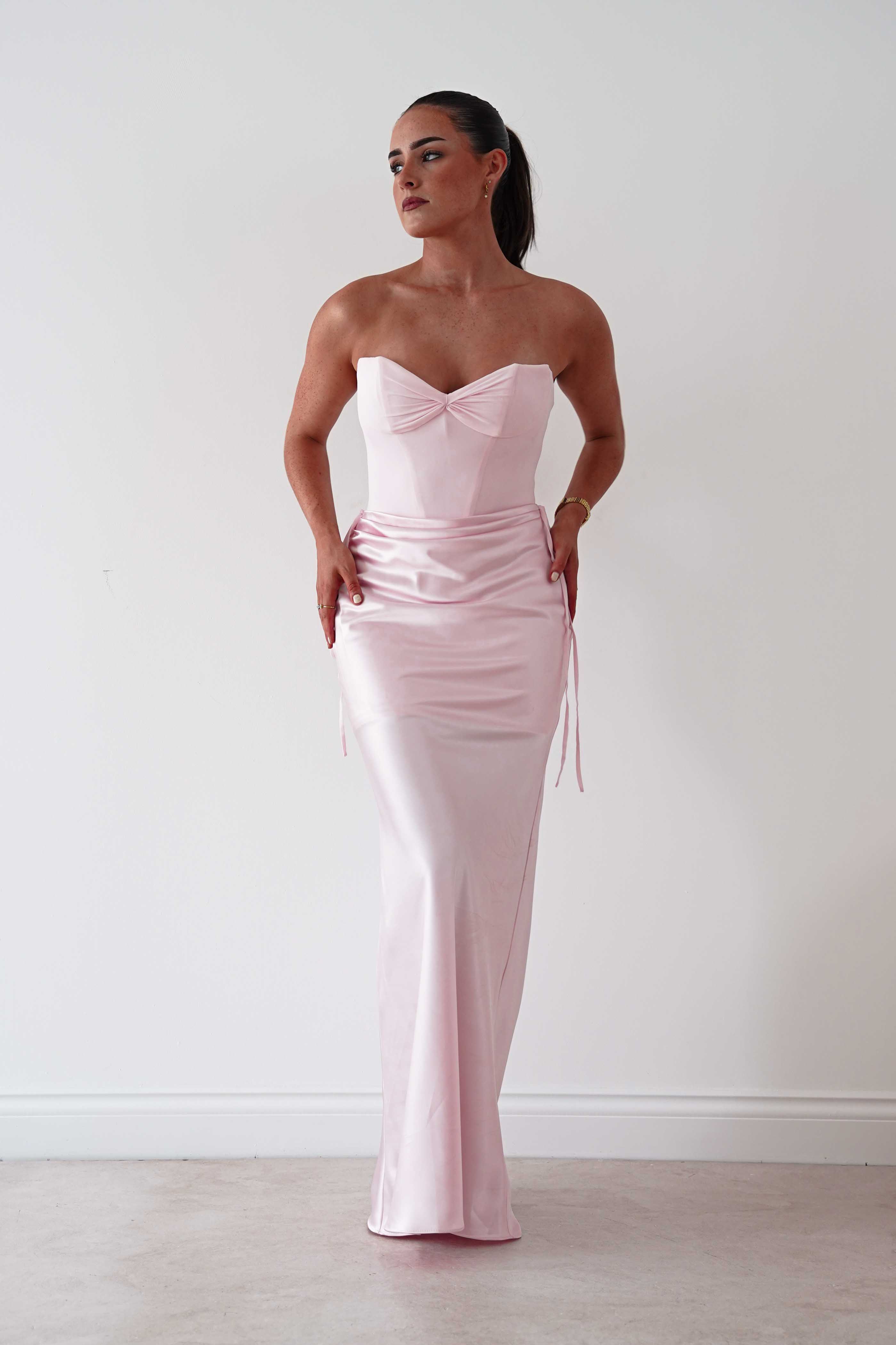 Oh Hello Clothing Dresses > Prom Dresses Cassie Strapless Corset Maxi Dress | Pink