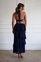 Oh Hello Clothing Women > Clothing > Dresses Caterina Tiered Halter Maxi Dress | Navy