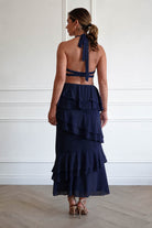 Oh Hello Clothing Women > Clothing > Dresses Caterina Tiered Halter Maxi Dress | Navy